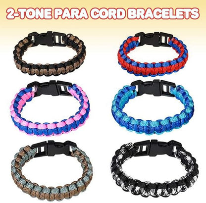 ArtCreativity Paracord Buckle Bracelets - Pack of 12 - Two Tone Color Scheme - 9 Inch Cobra Bracelets - Fashionable Party Favor and Carnival Prize