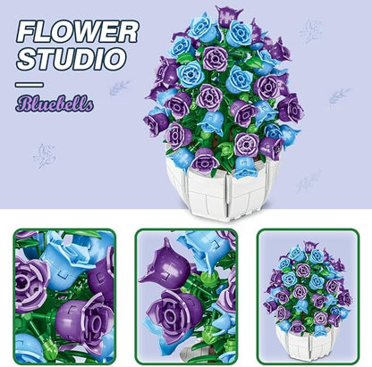 Bellflower Bouquet Building Block Set, 526 Pcs Mini Building Block Bouquet Building Block Set, Flower Building Toys, Creative Building Block Plant Series, Gift for Adults and Kids