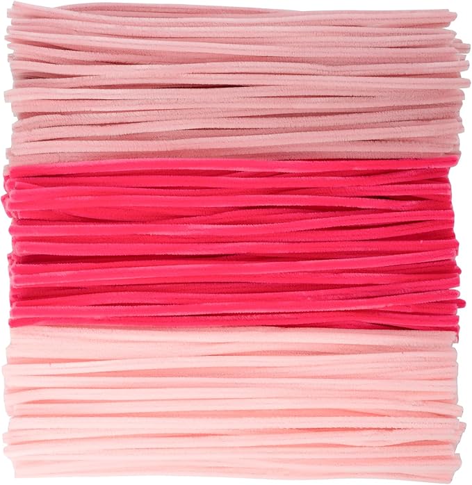 Caydo 300 Pieces Pink Pipe Cleaners, Thick Fluffy Chenille Stems, Pipe Cleaner Crafts for Arts & Crafts, Perfect for Making Animals, Flowers, and Easter Decorations