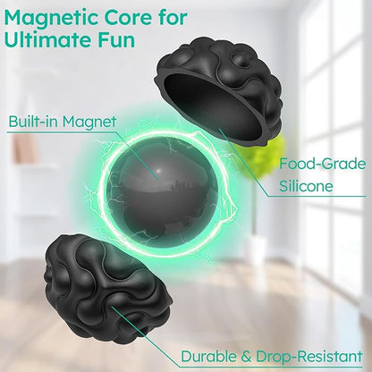 Silicone Magnetic Balls, Fidget Toys for Adults & Teens, 6PCS Stress Balls Sensory Toy, Quiet Magnet Desk Fidgets with Textured, ADHD Anxiety Relief Items, Fun Stocking Suffers Gifts (Landscape)