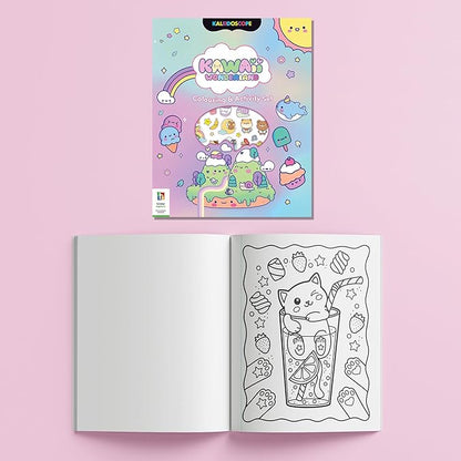 Kaleidoscope: Kawaii Wonderland Coloring & Activity Set - Carrier Functions As A Lap Desk, Kawaii Themed Book & Case, 100+ Stickers, Kids Ages 3+