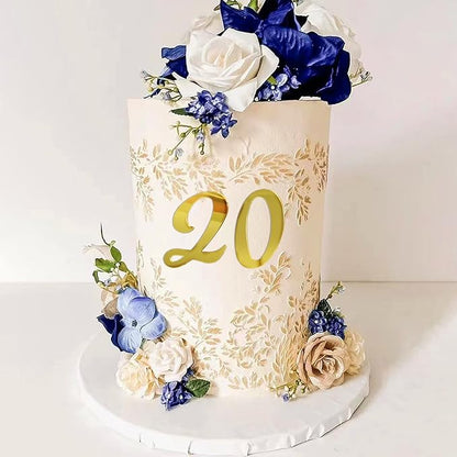 Acrylic Number Cake Topper DIY Cupcake Toppers with 0-9 Numbers Mirrored Gold Picks for Wedding Cake Decorations Happy Birthday Baby Shower Party Supplies (Number)