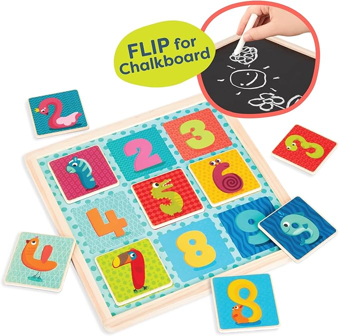 B. toys- Count n’ Doodle- Magnetic Number Puzzle – Wooden Puzzle – Chalkboard Side – 2-in-1 Puzzle & Drawing Board- 2 Years +