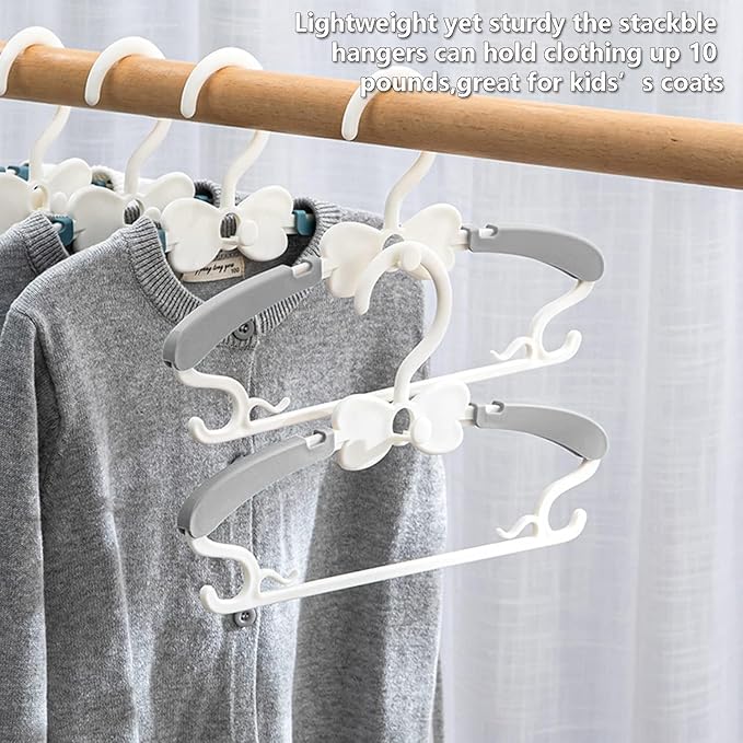 Kids Hangers for Closet - 30 Pack Baby Clothes Hangers, Adjustable Baby Hangers for Nursery, Cascading Plastic Childrens Hangers & Infant Hangers for Closet- Space Saving