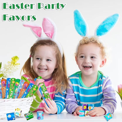100Pcs Easter Slap Bracelets, Easter Basket Stuffers Party Favors Snap Wristbands for Kids Egg Fillers Gifts Exchange Gifts, Egg Hunt Event, Classroom Prizes, School Supplies