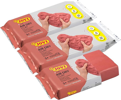 Jovi - Air Dry Modeling Clay, Set of 3 Units, 1.1lb Each, Total of 3.3 lb, No Oven Needed, Terracotta Color, Pottery Clay for Arts and Crafts Projects (P88/3)