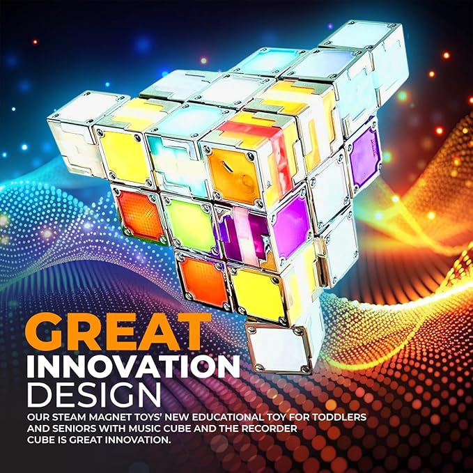12 Magnetic Cubes for Kids Ages 1-100. Magnetic Building Blocks Set - Learning Toys for Toddlers 2-4 Years - Alphabet Learning & Education Toys - Versatile Building Blocks for Fun Play