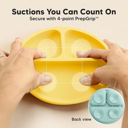 KeaBabies Suction Plates for Baby, Toddler - 3-Pack 100% Silicone Toddler Plates, Divided Baby Plates with Suction, Silicone Plates for Baby, Kids, BPA-Free, Microwave, Dishwasher Safe (Amaze)