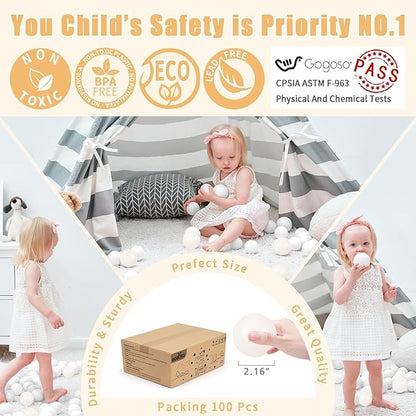 GOGOSO Ball Pit Balls 100, Soft Plastic Balls for Kids Play Pin Balls Babies Toddlers Children for 1 2 3 4 5 7 8 Years Old,5 Green Colors,2.2nches