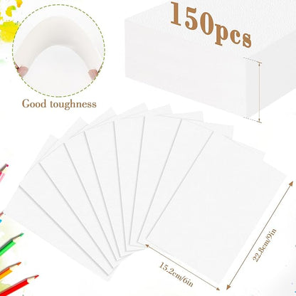 150PCS 9x6 Watercolor Paper Bulk, 140lb/300g Cold Press Thick Water Color Paper Pad for Child Adult, White Art Paper for Drawing Painting Markers Gouache, Textured Cotton Paper Sheets