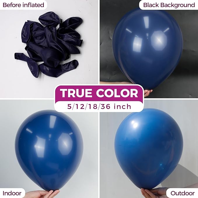 Bezente Navy Blue Latex Party Balloons, 100 Pack 12 inch Round Helium Navy Balloons for Wedding Graduation Birthday Sports Bachelorette Party Backdrop Decorations