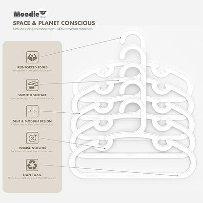 Recycled Plastic Kids Hangers | 13.5" Heavy Duty Kids Clothes Hangers | Bulk Pack Childrens Hangers, Large Child Hangers | Toddler Hangers (2-12yrs | 25 Pack, White)