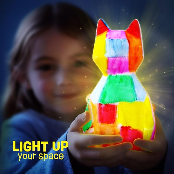 Paint Your Own Cat Lamp Kit, Art Supplies Arts & Crafts Kit, Painting kit for Kids 6-12, Arts and Crafts for Kids Ages 8-12, Toys Girls Boy Birthday Gift Ages 3 4 5 6 7 8 9 10 11 12+