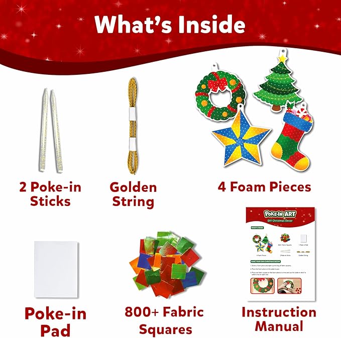 Skillmatics Art & Craft Activity - Poke-in Art Christmas Decor, Mess-Free Art for Kids, Craft Kits, DIY Activity, Gifts for Girls & Boys Ages 4, 5, 6, 7, 8, 9, 10, 11, 12