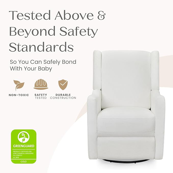 Delta Children Mercer Electronic Power Recliner and Swivel Glider with USB and Type-C Ports in LiveSmart Performance Fabric - Water Repellent & Stain Resistant, Pearl