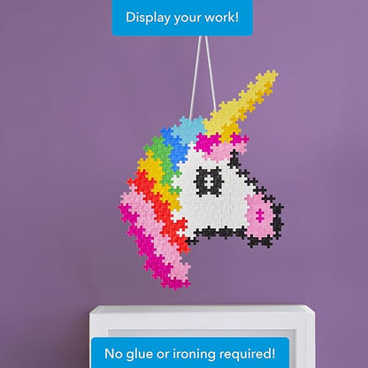 Plus Plus Puzzle By Number, 250 Piece Mini Interlocking Hashtag Color Blocks, 3D Pixel Art Kit for Kids - Unicorn