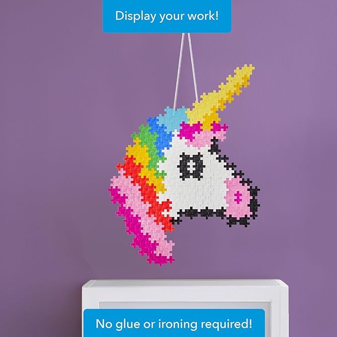Plus Plus Puzzle By Number, 250 Piece Mini Interlocking Hashtag Color Blocks, 3D Pixel Art Kit for Kids - Unicorn