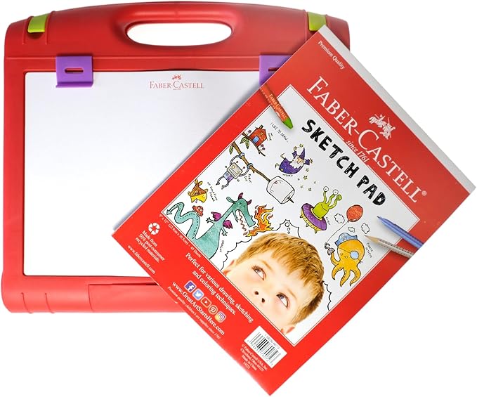 Faber-Castell Do-Art 3-in-1 Travel Easel - 30 Piece Tabletop Easel for Kids with Art Supplies, Multicolor