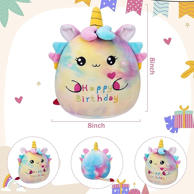 Birhtday Gift Unicorn Plush Toy - Adorable Birthday Unicorn Stuffed with Card, Perfect Birthdays Stuffed Animal, 9 Inch