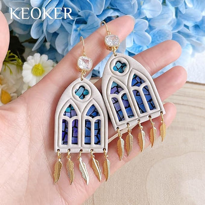 Keoker Gothic Window Clay Cutters, Frame Clay Cutters for Polymer Clay Jewelry, Cathedral Window Polymer Clay Cutters, Clay Earring Cutters, 10 Shapes Earring Cutters for Polymer Clay