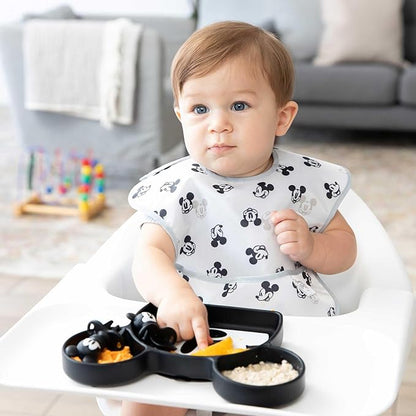 Bumkins Disney Silicone Grip Dish, Suction Plate, Divided Plate, Baby Toddler Plate, BPA Free, Microwave Dishwasher Safe - Mickey Mouse-1 Count (Pack of 1)