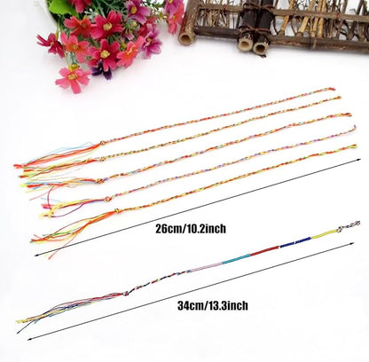 Allazone Handmade Braided Bracelets Assorted Colors Friendship Cords Thread Bracelets, Colorful String Thread Bracelets Friendship Cords Strand Bracelet for Party Favors Supplies