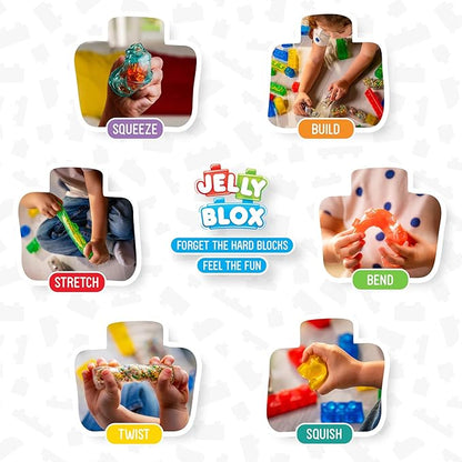 Goliath Jelly Blox Stash 'N Stack 2-in-1 Storage Case | Toddler & Preschool Building Blocks Kids Can Squeeze, Stretch, Squish | MESH ACCREDITED | Safety Tested & Ouch-Free | Sensory Play for Ages 2+