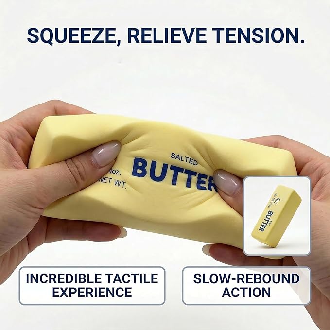 Slow Rising Butter Squishy, Dumpling Squishy Stick Stress Relief Ball for Adults and Teens, Cute Sensory Fidget Gadget, Soft Anxiety Relief with Wet Rebound, Squeeze & Squish Stress Reliever