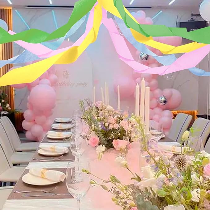 8 Rolls Crepe Paper Streamers Easter Decorations Pink Blue Green Yellow Craft Birthday Party Streamers Spring Themed Party Favors Supplies