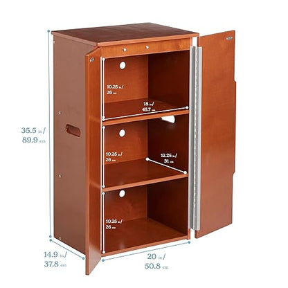 ECR4Kids Play Kitchen Refrigerator, Wooden Playset, Dark Walnut