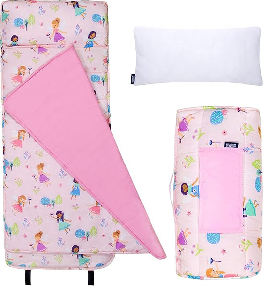 Wildkin Original Nap Mat with Reusable Pillow for Boys & Girls, Perfect for Elementary Daycare Sleepovers, Features Hook & Loop Fastener, Cotton Blend Materials Nap Mat for Kids