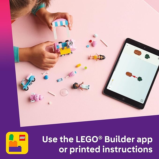 LEGO Friends Cotton Candy Stand and Scooter - Building Toy Pretend Play Set for Kids, Girls and Boys, Ages 6+ - with 2 Minidolls, Wheelable Food Cart and Accessories - Gift Idea for Birthday - 42643