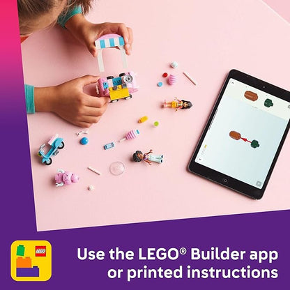 LEGO Friends Cotton Candy Stand and Scooter - Building Toy Pretend Play Set for Kids, Girls and Boys, Ages 6+ - with 2 Minidolls, Wheelable Food Cart and Accessories - Gift Idea for Birthday - 42643