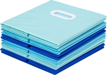 Stero Fabric Storage Bins 6 Pack Fun Colored Durable Storage Cubes with Plastic Handles Foldable Cube Baskets for Home, Kids Room, Closet and Toys Organization Multi Colored
