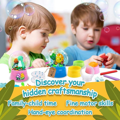 Dinosaur DIY Snow Globe Kit | Make Your Own Water Globe, Arts and Crafts for Kids Ages 4-8, STEM Activities for Kids Ages 5-7, Christmas Birthday, Activities for Girls Ages 8-12