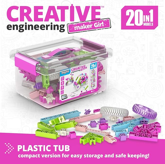 Engino STEM Maker Girl, 20-Model Set, Engineering Toys for Girls, STEM Building Toys, Educational Set for Kids 7+, Gift for Girls