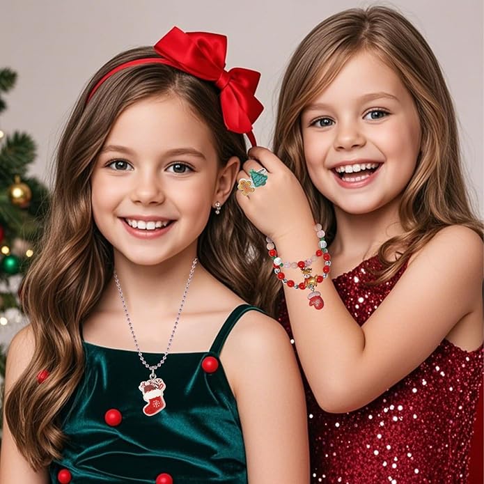 PinkSheep Toddler Jewelry Kids Jewelry Kids Necklace Choker and Bracelet 3 Pack 9pcs, Little Girls Jewelry In Box, Flower Girl Gift Kids Girls Accessories