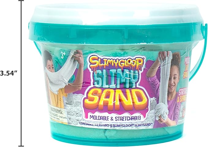 by Horizon Group USA, 4.5 lbs of Stretchable, Expandable, Moldable Non-Stick Slimy Play Sand in 3 Reusable Buckets, Purple/Blue/White