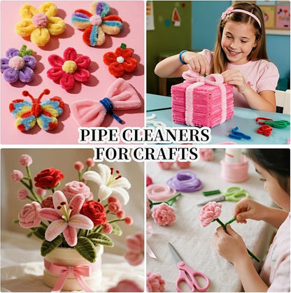 VZF Pink Pipe Cleaners Craft Supplies,Chenille Stems for Art and Craft Projects Creative DIY Decorations,Room Decor,Christmas Ornaments,The Pink Stuff Wrapping Pape,Lovely Girl Toys,Halloween Decor