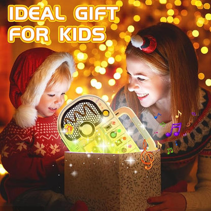 Busy Board Toys for 1 2 3 4 Year Old, Wooden Sensory Sensory Toy with Musical LED Lights Switches Motor Skills Developmental Early Educational Travel Baby 12-18 Month Toddler Birthday Gifts