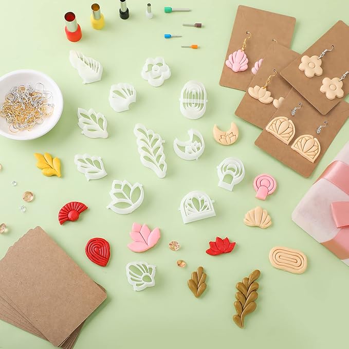 Kajaia 114 Pcs Polymer Clay Earring Cutters Bohemian Polymer Clay Cutters for Earrings Set Jewelry Making Supplies for Women Craft DIY