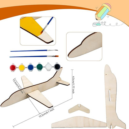 Feradny 24 Pack Wooden Airplane Toys DIY Paint Aircraft Wood Planes Handicraft Wood Airplane for Kids School Art Craft Projects Home Activity Birthday Gifts