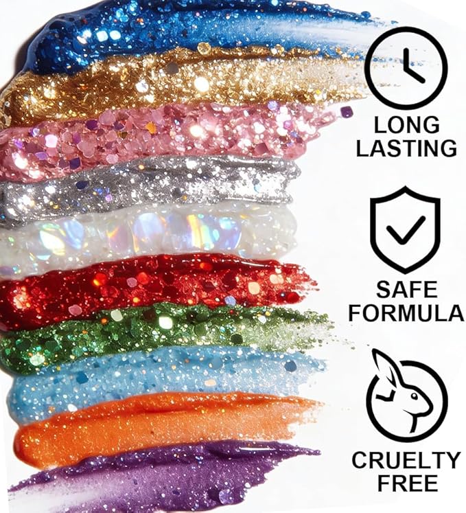 White Face Body Hair Glitter Gel for Women and Kids, Monochrome Holographic Mermaid Sequins Chunky Glitter Paint Makeup for Mardi Gras Halloween Festival Rave Outfits Accessories, 1.7oz, #06