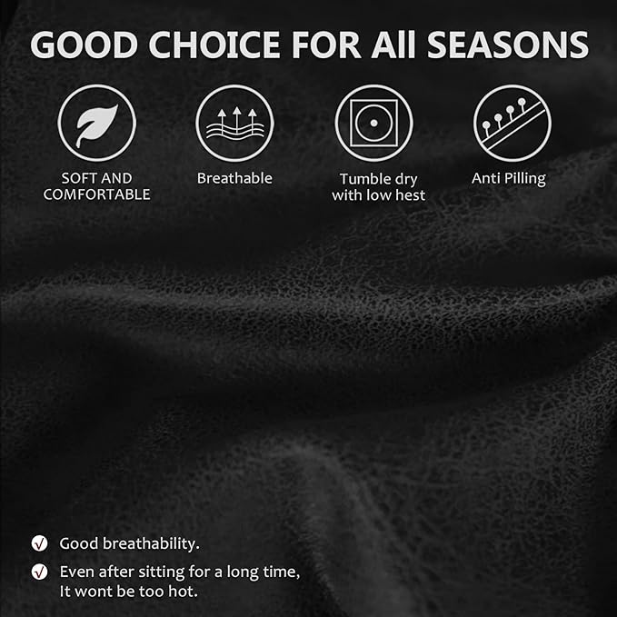 Recliner Chair Covers Leather Look Recliner Cover 4-Piece Slipcovers for Small Reclining Chair Furniture Protector for Kids Dogs Pets Spandex Fabric Washable (1 Small Seater, 02 Black)