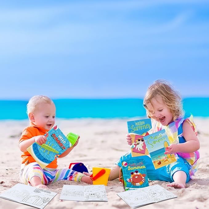 Estune 40 Pcs Coloring Books Summer Beach Party Favor for Kids Coloring Book Set Mini Small Coloring Books Goodie Bag Stuffers Gift Classroom Home