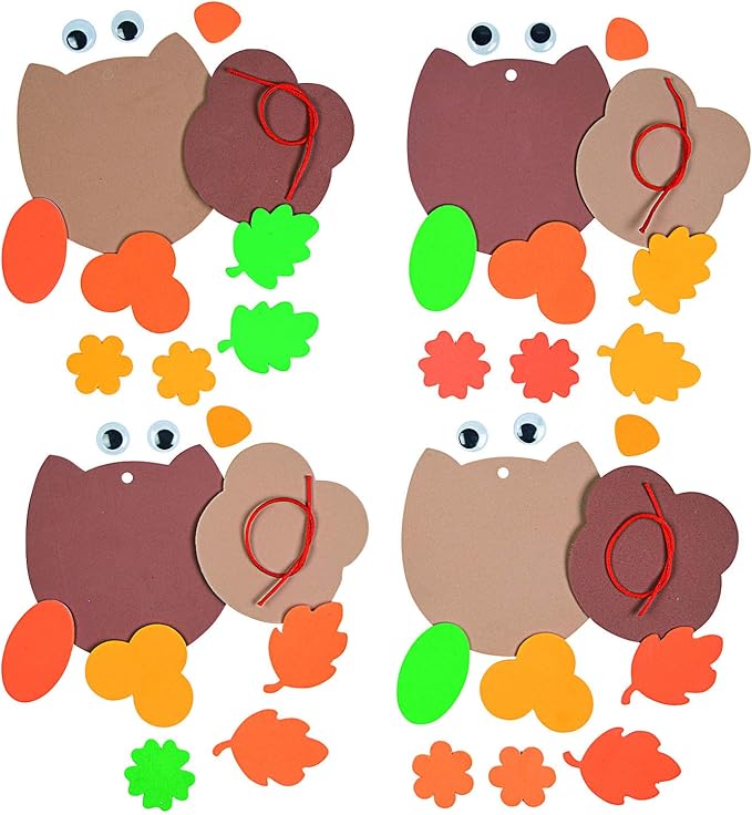 Fun Express Fall Owl Ornament Craft Kit - Makes 12 - Autumn Crafts for Kids