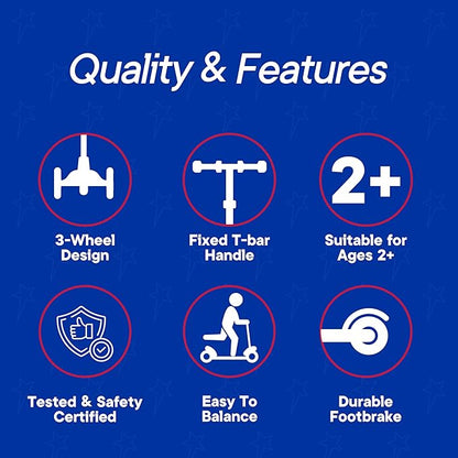 3 Wheel Scooter for Kids, Smooth Light Up LED Front Wheels, Wide Anti Slip Deck, Rear Foot Brake, Easy Lean to Steer Maneuvering, Indoor & Outdoor Ride On Toys for Ages 2 Up,