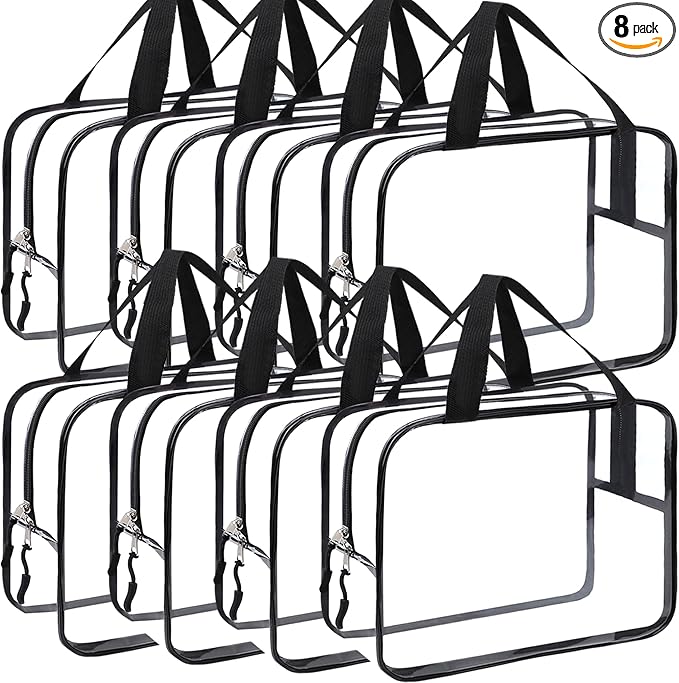 8 Packs XL Toy Storage Bags, Reusable Clear PVC Board Game Storage, Toy Storage Organizer Bags with Zipper for Building Blocks, Puzzle and Handmade Accessories, Clear Toiletry Bag