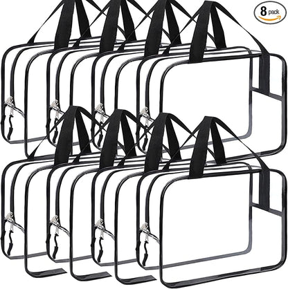 8 Packs XL Toy Storage Bags, Reusable Clear PVC Board Game Storage, Toy Storage Organizer Bags with Zipper for Building Blocks, Puzzle and Handmade Accessories, Clear Toiletry Bag
