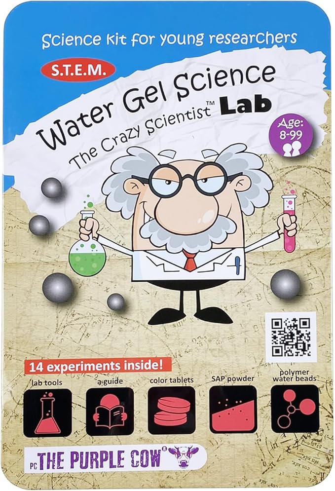 The Purple Cow Crazy Scientist Water Gel Science - Science Kits for Young Researchers. for Learning & Education - STEM Educational Games for Kids, Boys & Girls, with Instructions